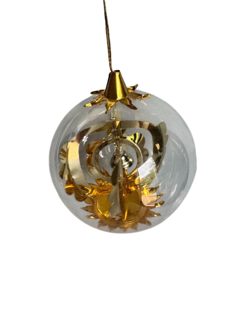 Resl Lenz Germany Glass Gyro Ornament Bell Spinner Gold Foil Globe 3 1/2" - Picture 4 of 7